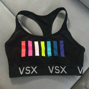 Victorias Secret no padding sports bra. Size M. Black with rainbow print.